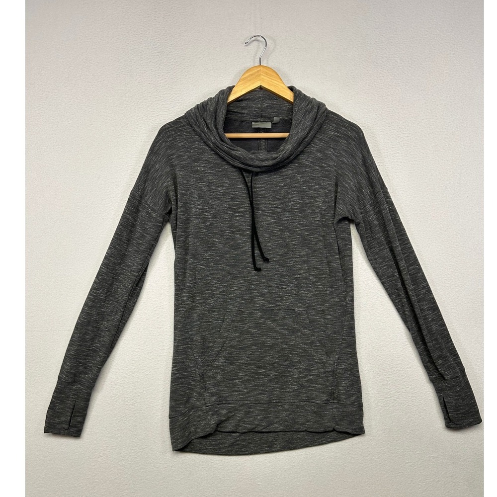 Athleisure Athleta Womens XS Gray Space Dye Cowl Neck Thumbhole Pullover